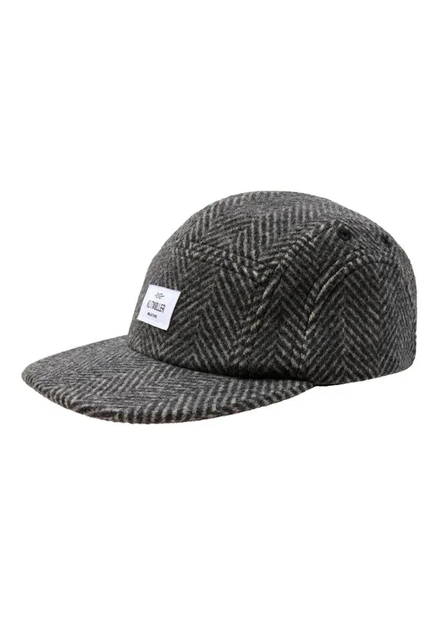 marlowe nature Accessoires Five Panel Herringbone Cap Wollcap anthracite/black