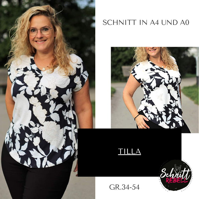 Schnittrebell Tilla Shirt Schnittmuster Gr.34-54 Vokuhila