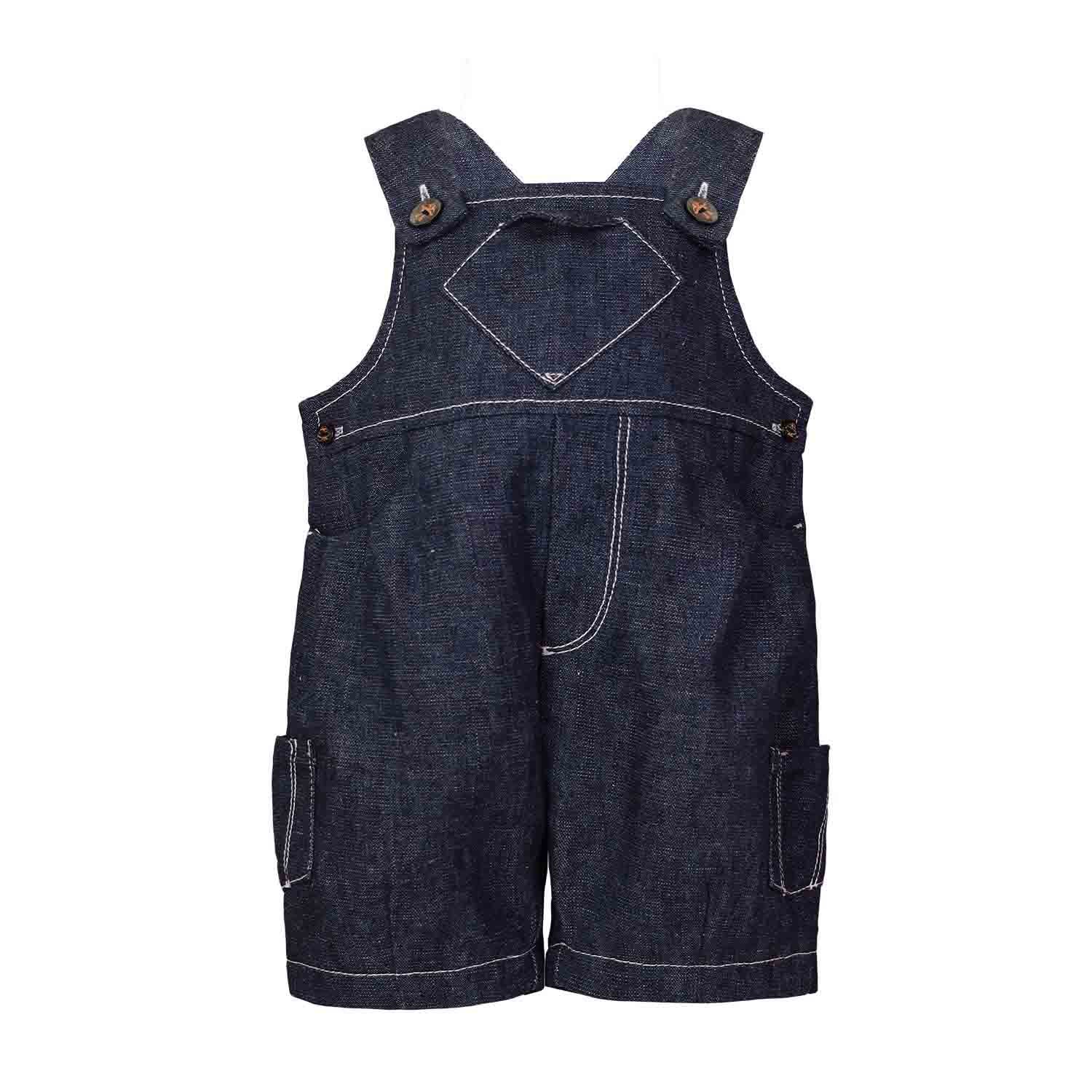 Infantium Victoria Blue Denim Playsuit Baby Overall Hanf-Baumwolle