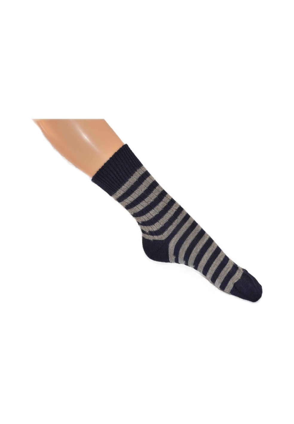 Hirsch Natur Ringelsocke Socken grau/marine 40-41 Wolle