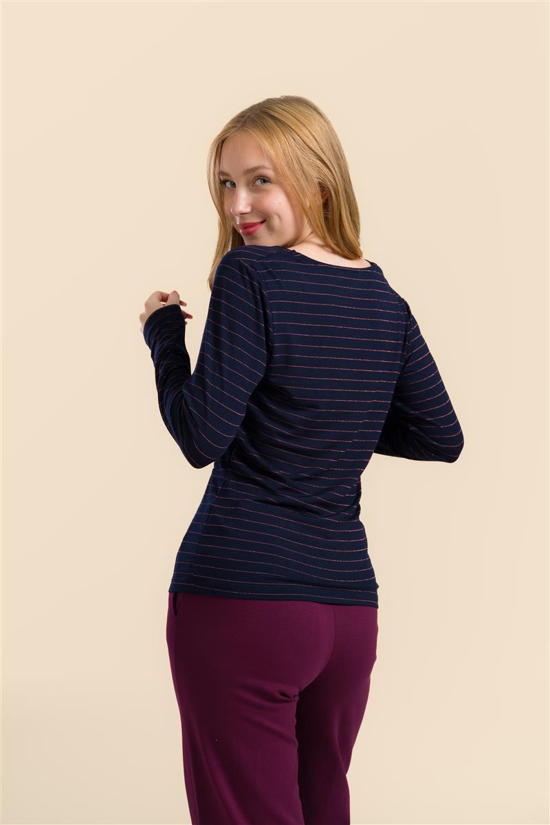 marlowe nature Angela Top stripes blue rose gold Shirt