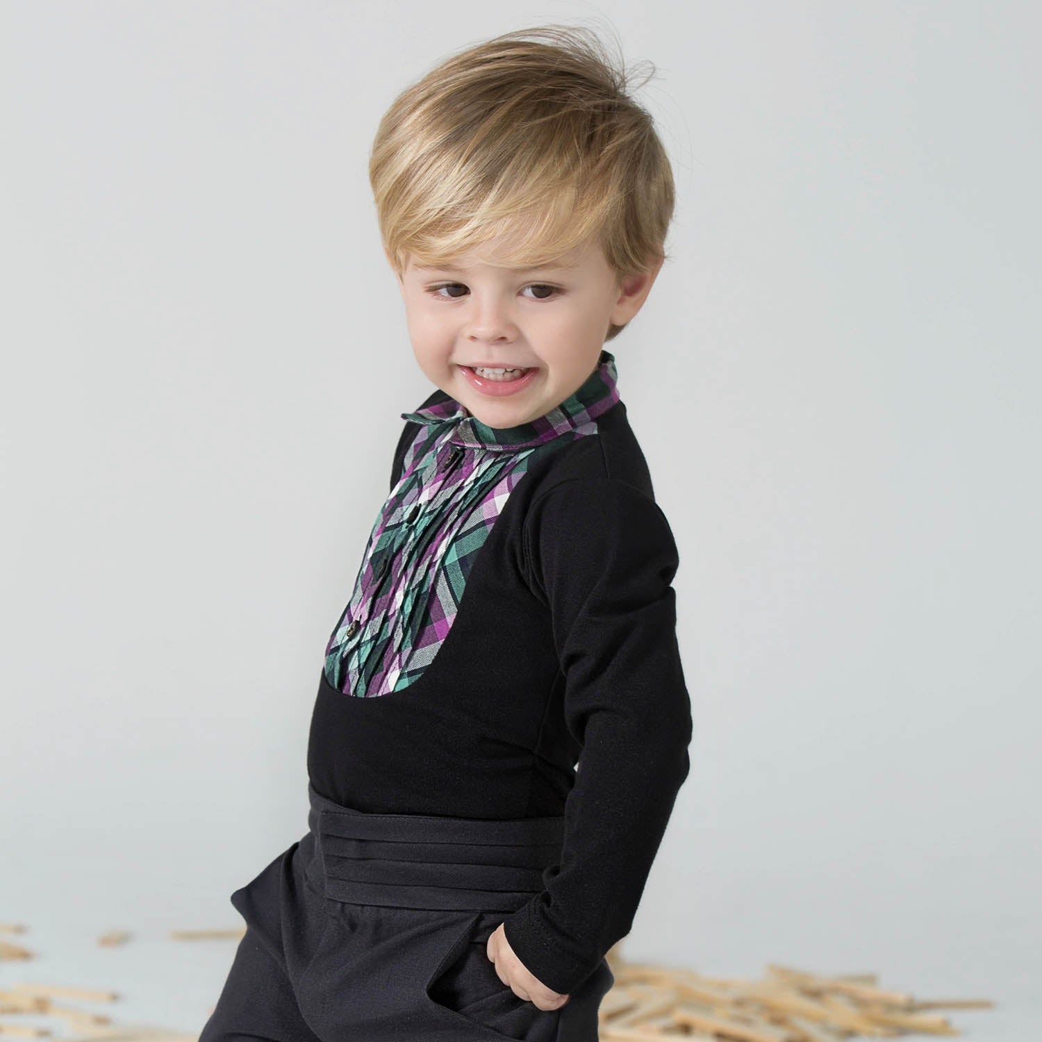 Infantium Victoria Tuxedo Strampler Schwarz 80 Bio-Baumwolle