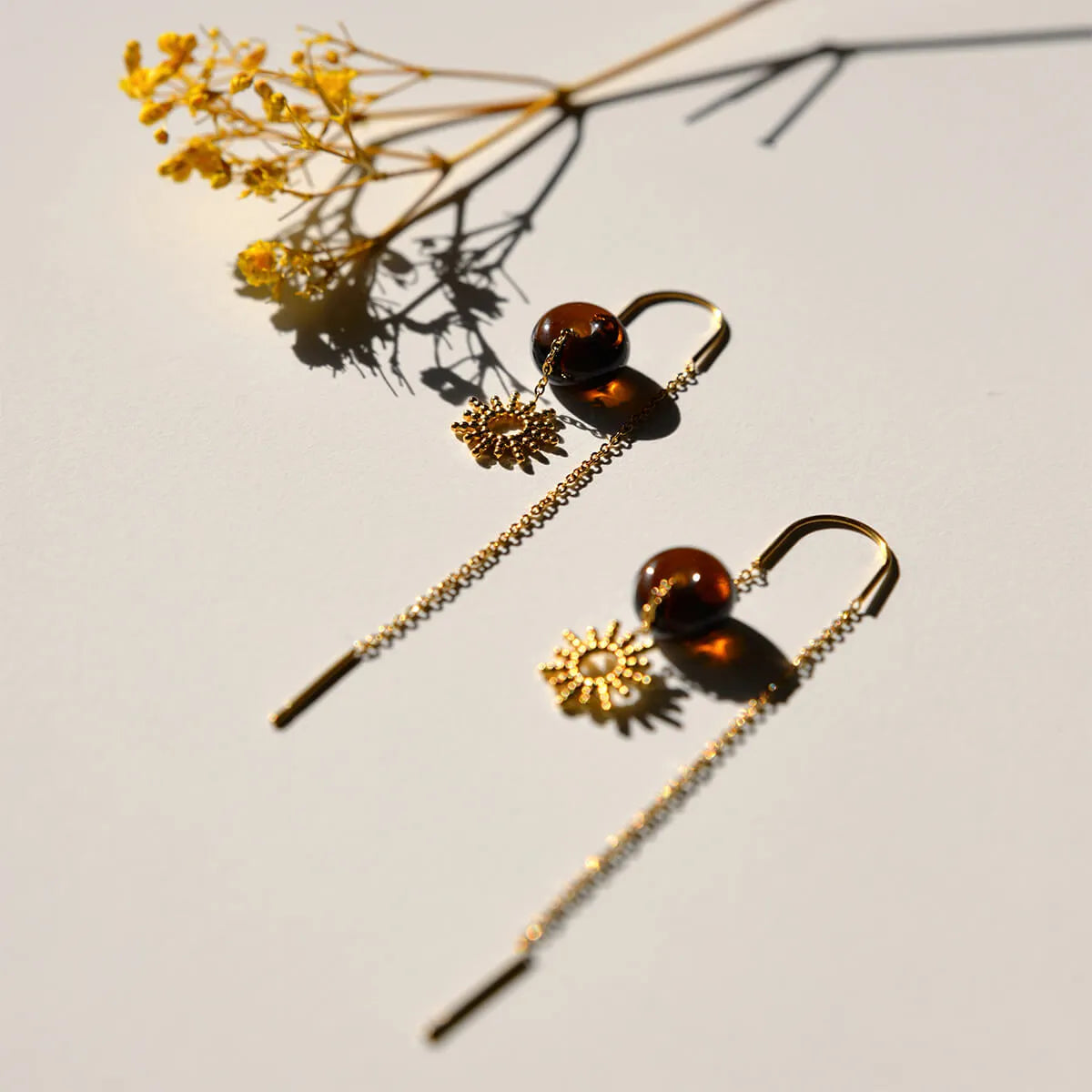 Marlowe Nature Earring Gold Sun Ohrringe brown-sunshine