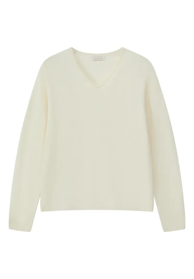 marlowe nature Mala Pullover cream Wollpullover V-Ausschnitt