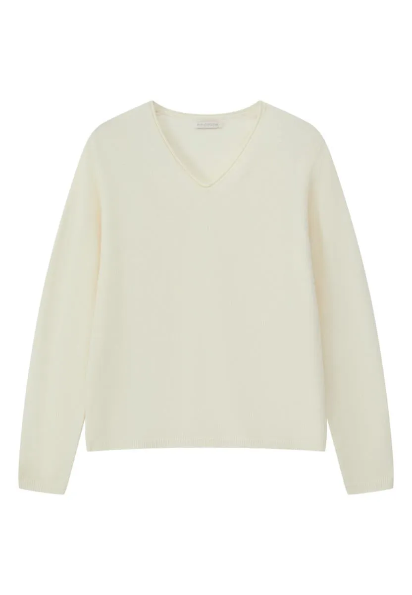 marlowe nature Mala Pullover cream Wollpullover V-Ausschnitt