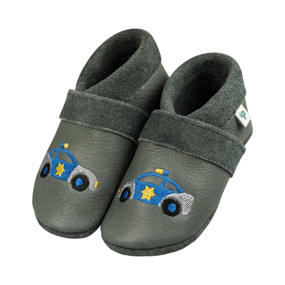 Pantolinos Polizeiauto Barfußschuhe Naturleder Jungen