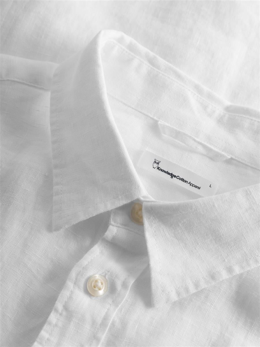 marlowe nature Custom Fit Linen Shirt bright white Leinen