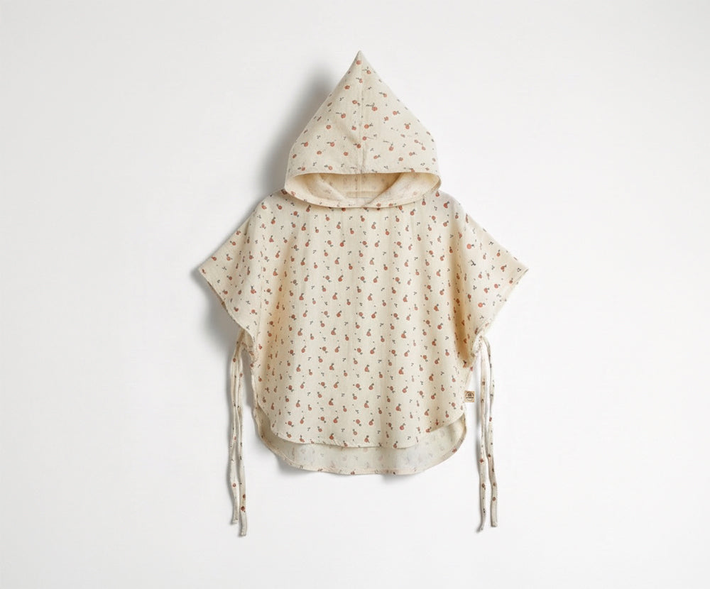 Naturkind Musselin Poncho mit Kapuze Navy GOTS One Size
