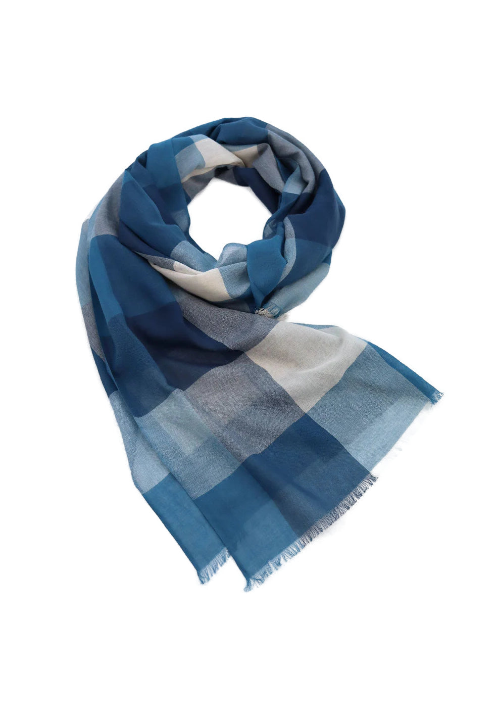 Marlowe Nature Karo Schal blau Bio-Baumwolle 70x200 cm