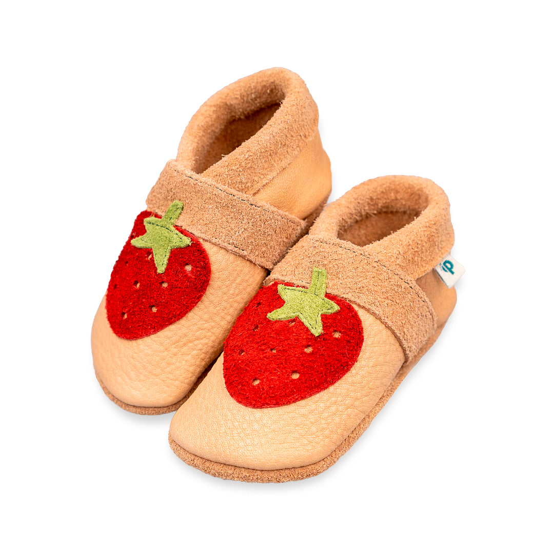Pantolinos Erdbeere Barfußschuhe rosa Mädchen Naturleder