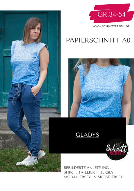 Schnittrebell Papierschnitte Shirt Gladys Gr.34-54 Papierschnitt
