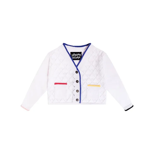 Infantium Victoria Baby Cardigan weiß Bio-Baumwolle Strick