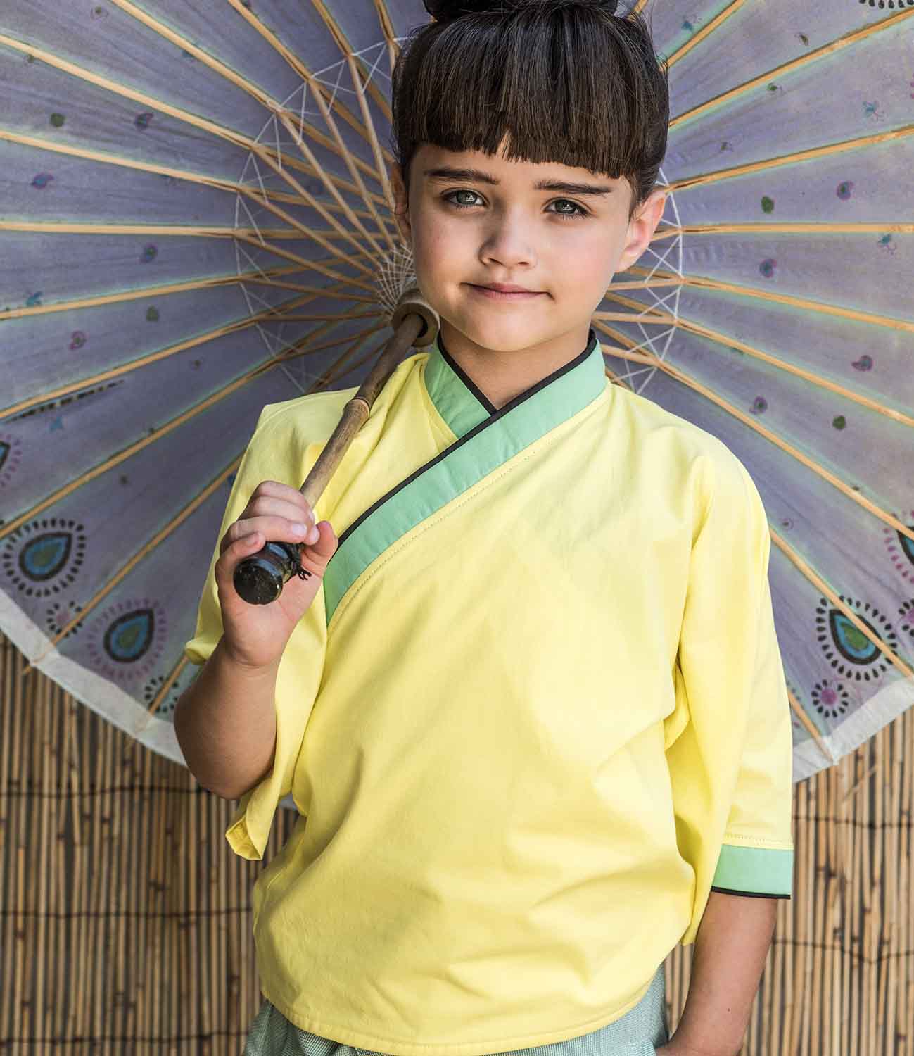 Infantium Victoria Kimono Shirt Kinderhemd Gelb 116 Baumwolle