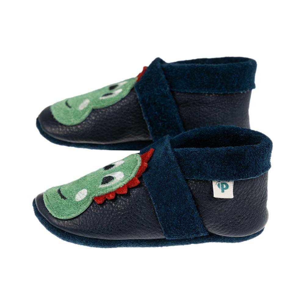 Pantolinos Dino Krabbelschuhe tobago blau Naturleder