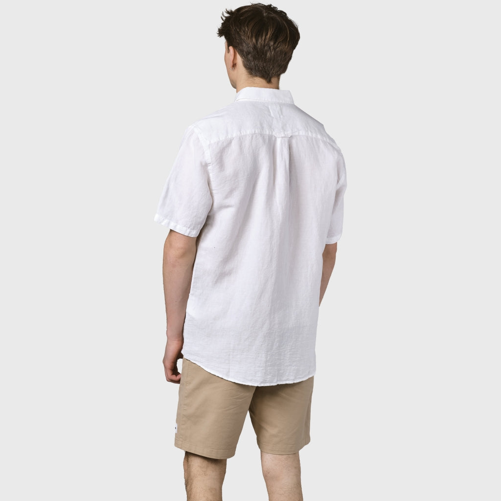 marlowe nature Mikkel Linen Shirt Kurzarmhemd surf blue Leinen