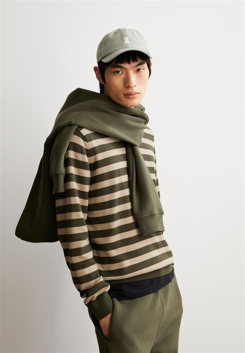 marlowe nature Loukaa Fine Stripes Pullover forest pine-light sage S
