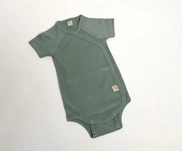 Naturkind Wolle Seide Body kurzarm Babybody Marineblau GOTS