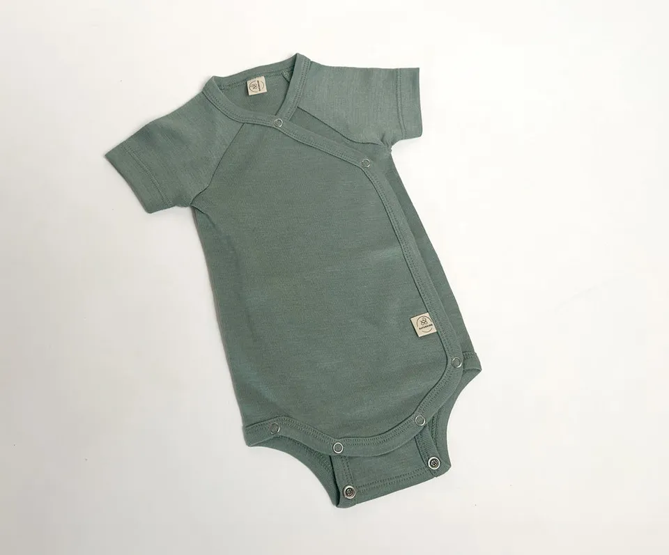 Naturkind Wolle Seide Body kurzarm Babybody Marineblau GOTS