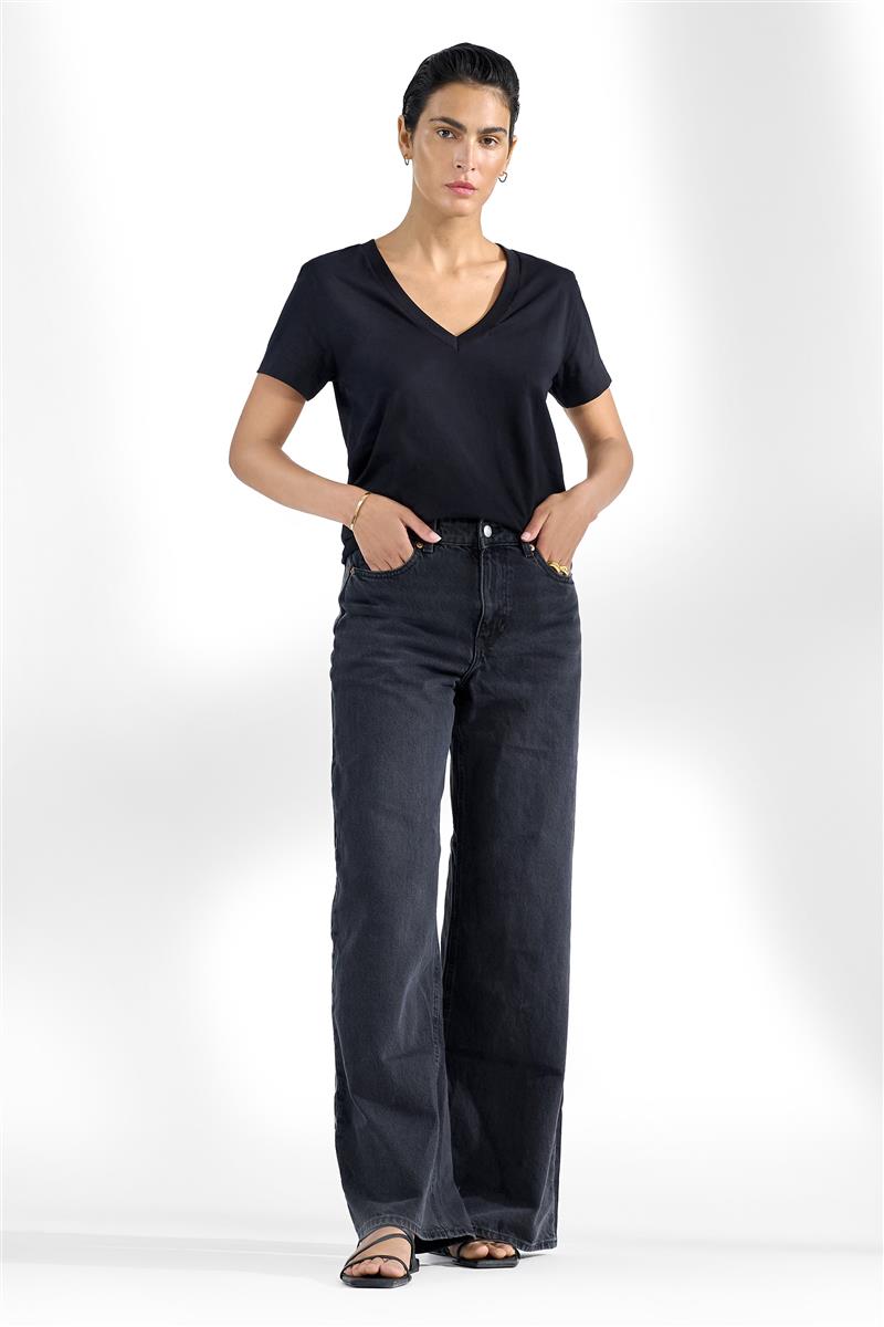 marlowe nature Shirts V-Neck regular T-Shirt black Bio-Baumwolle