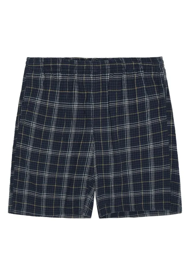 Marlowe Nature Fig Checkered Shorts Shorts blue check Bio-Baumwolle