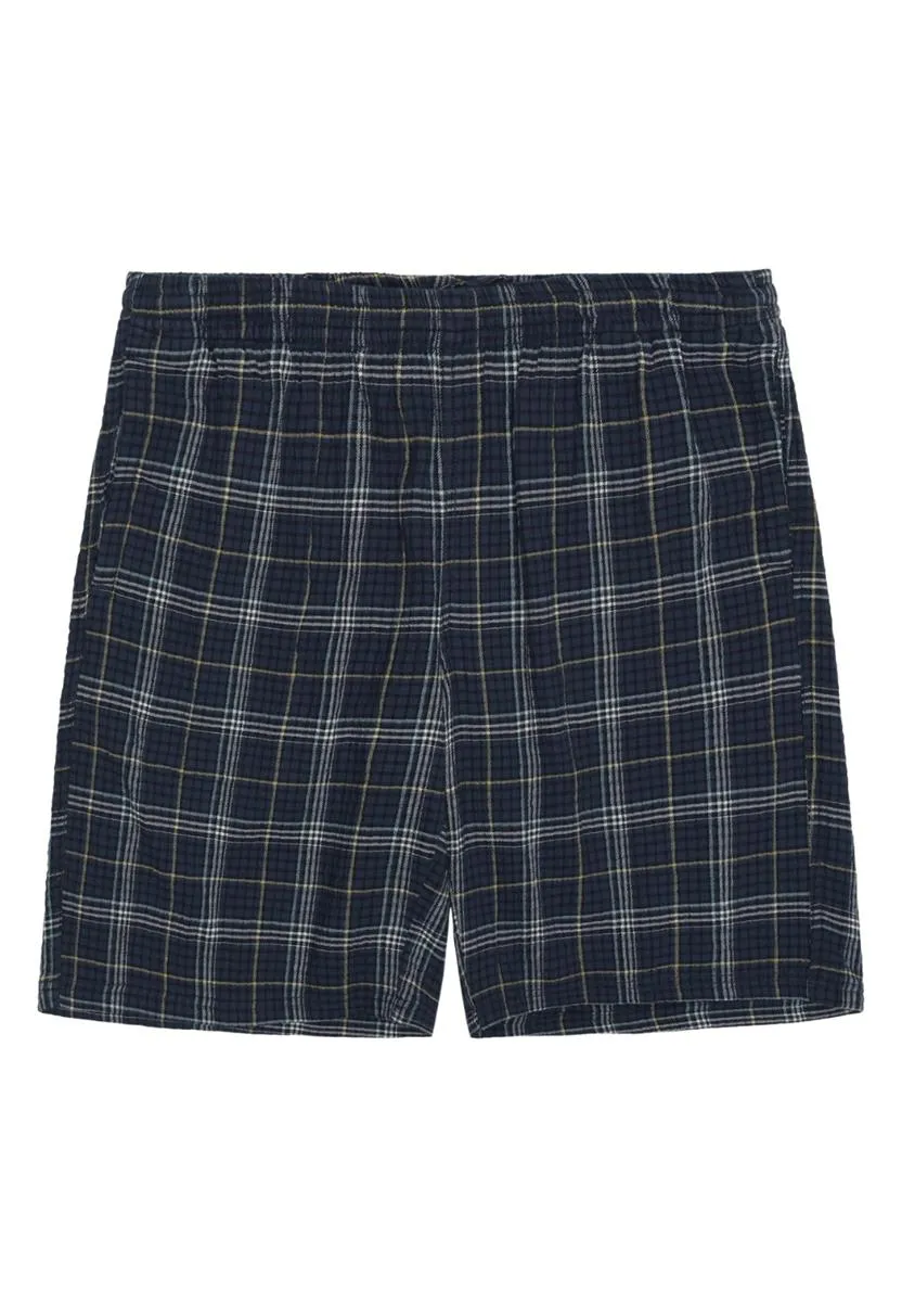 Marlowe Nature Fig Checkered Shorts Shorts blue check Bio-Baumwolle