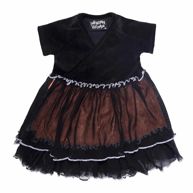 Infantium Victoria Samt Kleid schwarz 80 mit Tüll Baumwolle