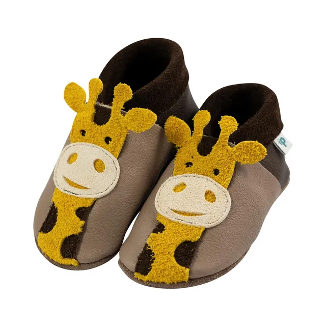 Pantolinos Giraffe Krabbelschuhe hippo/grufti Naturleder
