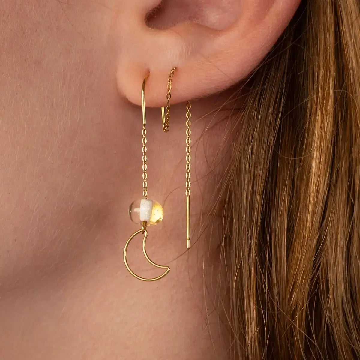 marlowe nature Earring Gold Moon Ohrringe transparent-moon