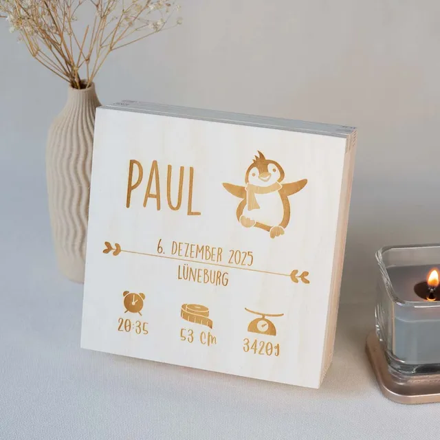 Pantolinos Geschenkboxen Pinguin Piet Geschenkbox Holz
