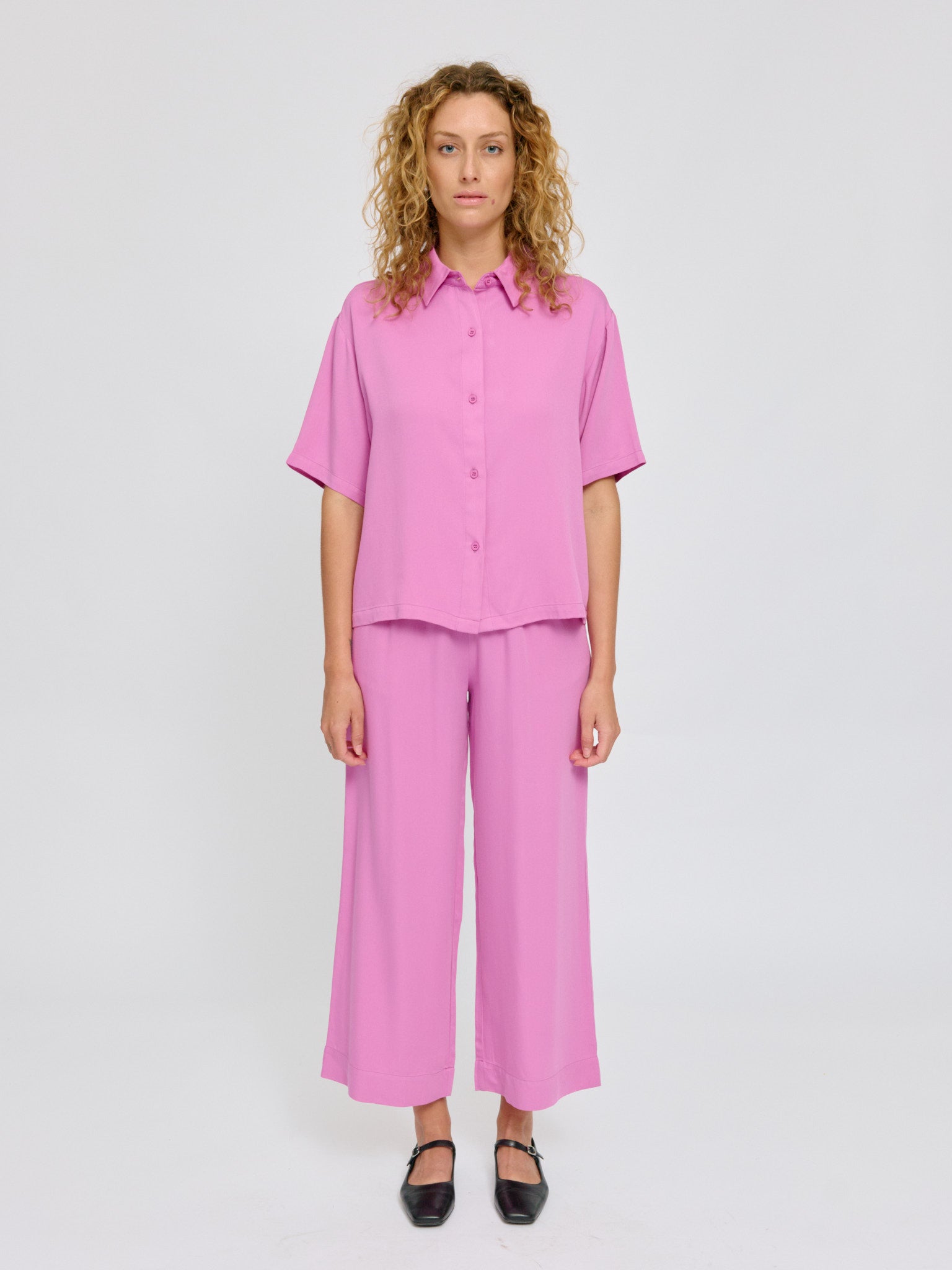 Mazine Short Sleeve Viscose Shirt Bluse pastel blue S