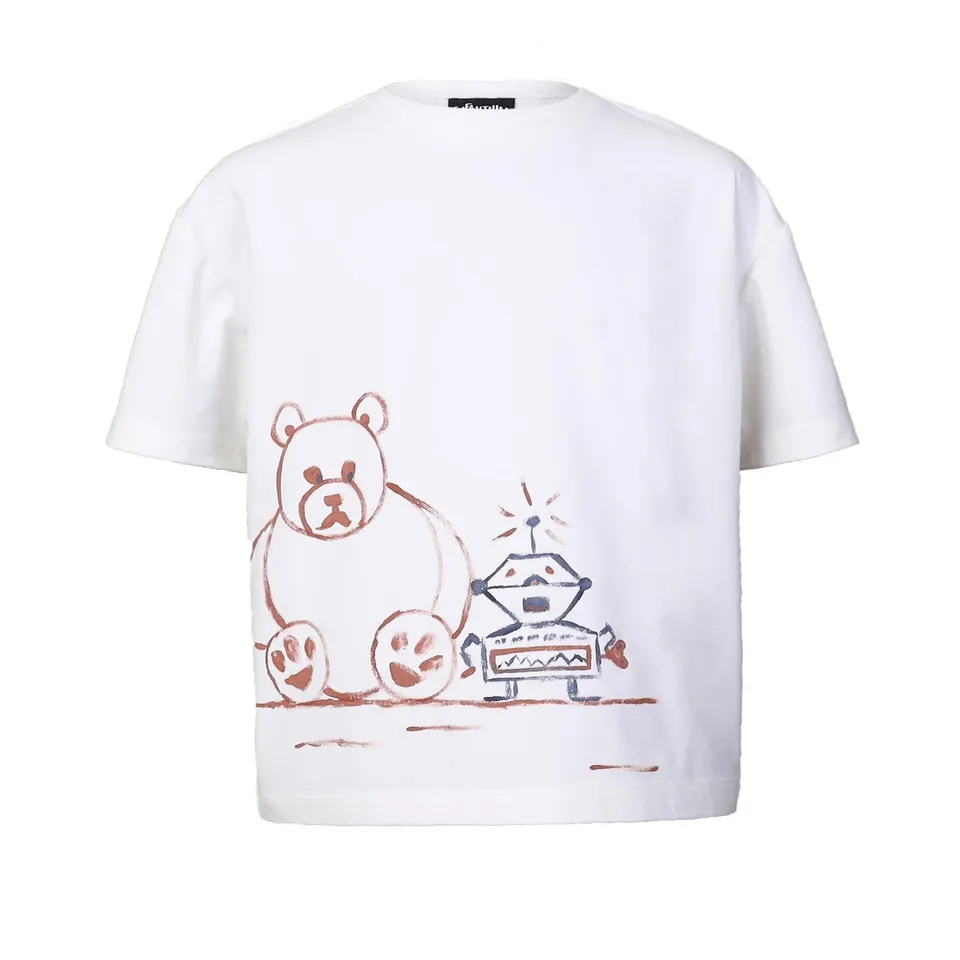 Infantium Victoria Oversized T-Shirt weiß 128 Roboter Baumwolle