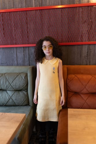 Infantium Victoria Yellow Waffle Kleid Gelb Stickerei