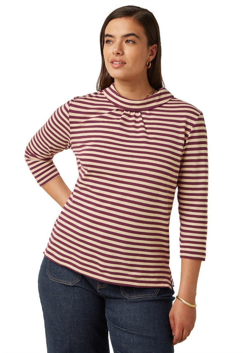 marlowe nature Dita Top Chopito Stripe Shirt cabernet red Bio
