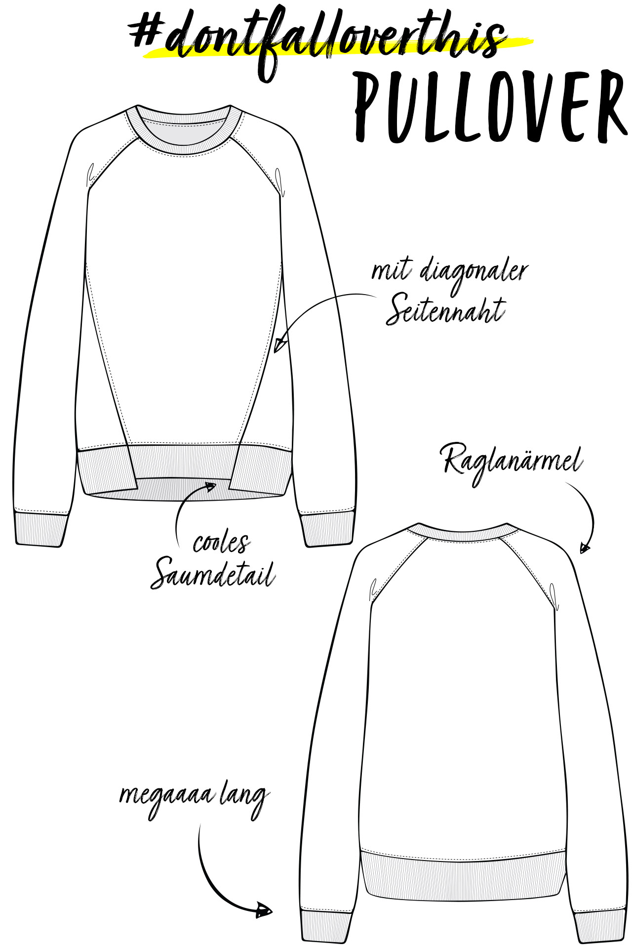 Yes, Honey Oberteile #dontfalloverthis Pullover Schnittmuster DIY