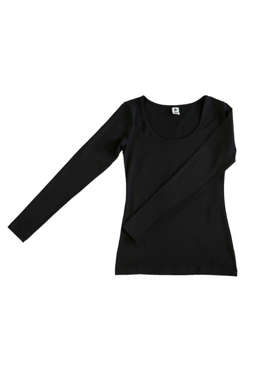 Leela Cotton Basic Langarmshirt schwarz Bio-Jersey