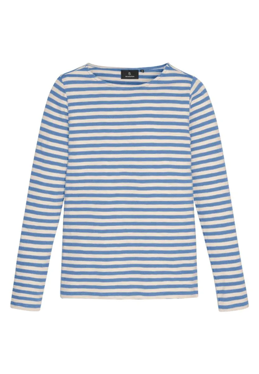 marlowe nature Iris Stripes Longsleeve dark plum Bio-Baumwolle Streifen