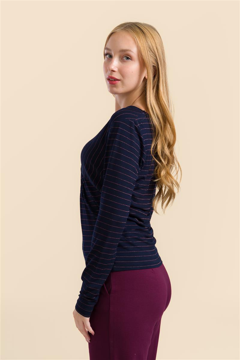 marlowe nature Angela Top stripes blue rose gold Shirt