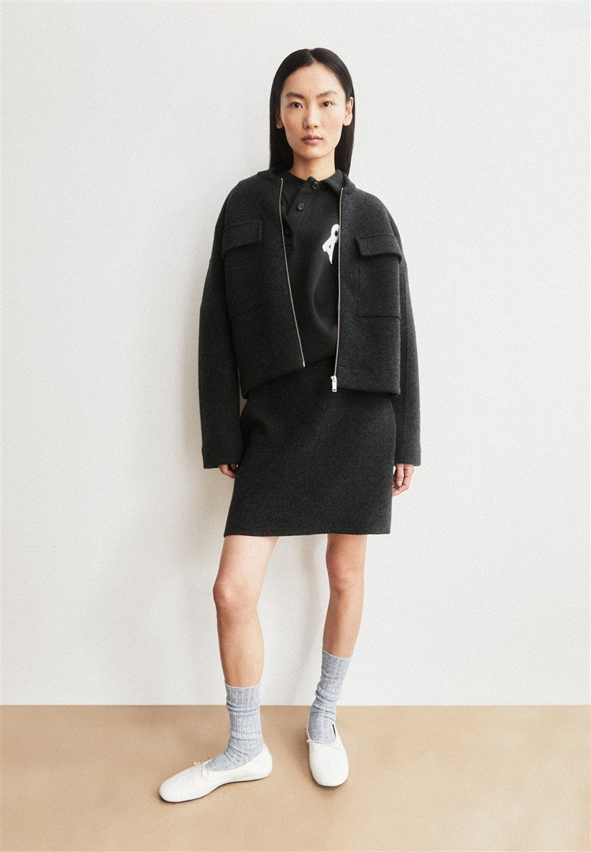 Armedangels Cotton-Wool Mini Strickrock Steel Melange Wolle
