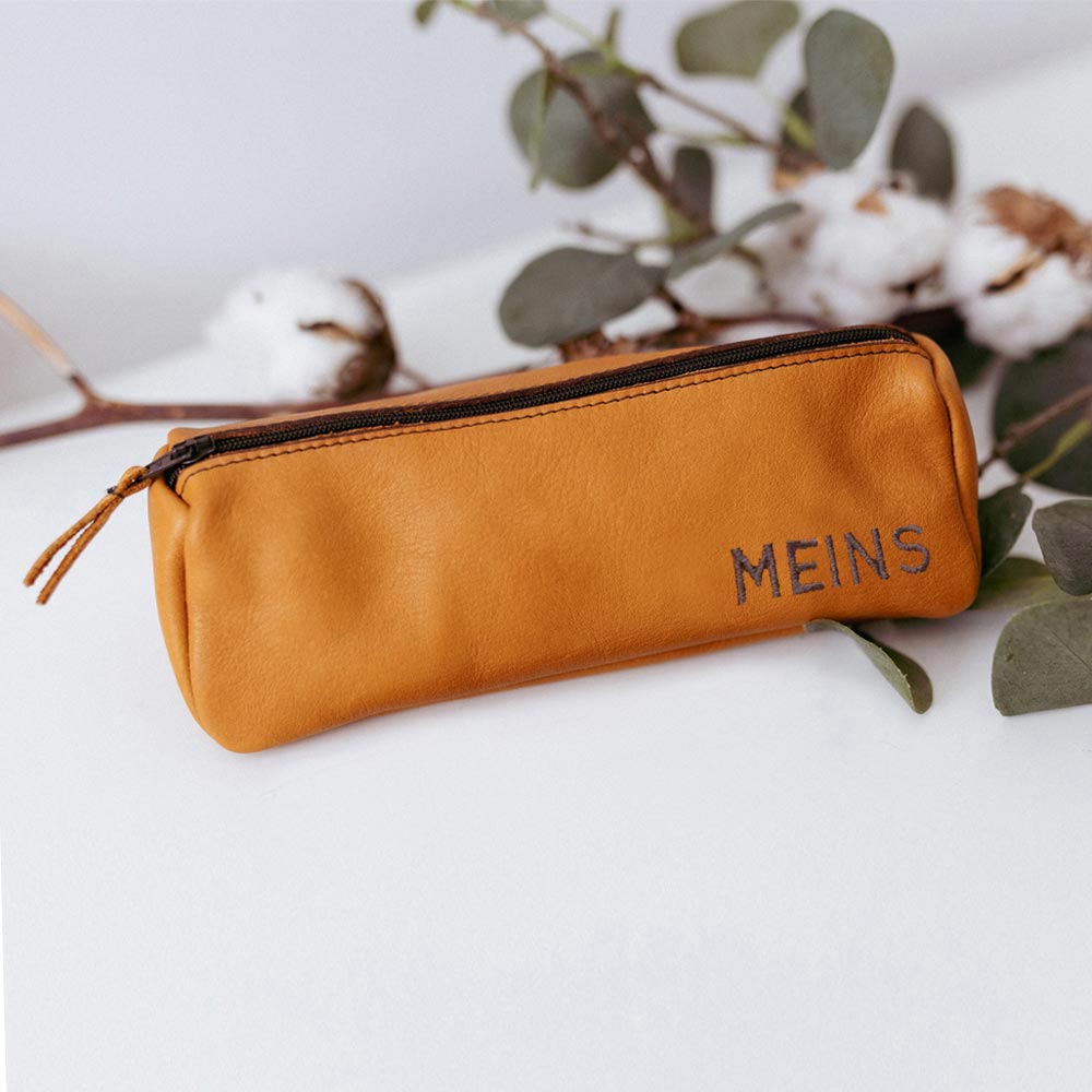 Pantolinos Federtasche Naturleder 19x7x7cm Stifte Mäppchen