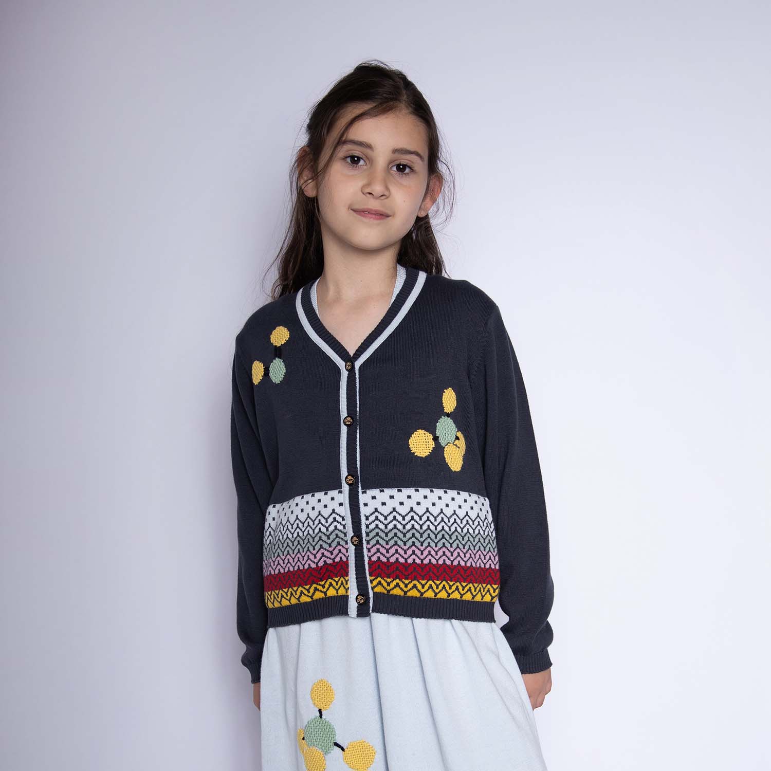 Infantium Victoria Hand-Embroidered Cardigan Strickjacke Grau 104 Bio