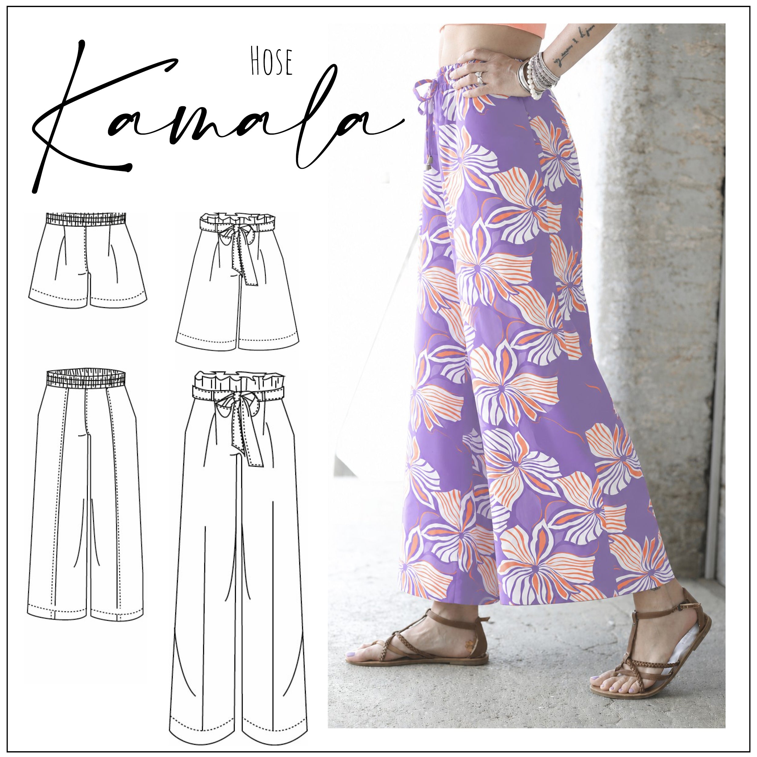 Moeve Design Kamala Hose Schnittmuster Damen 32-52 Webware