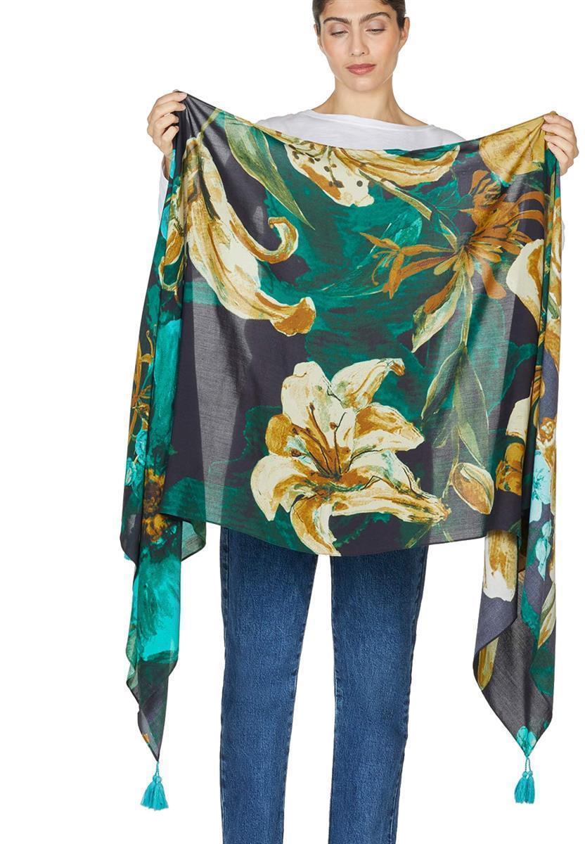 Marlowe Nature Artistry Shawl Scarf Schal black 200x100 Floral
