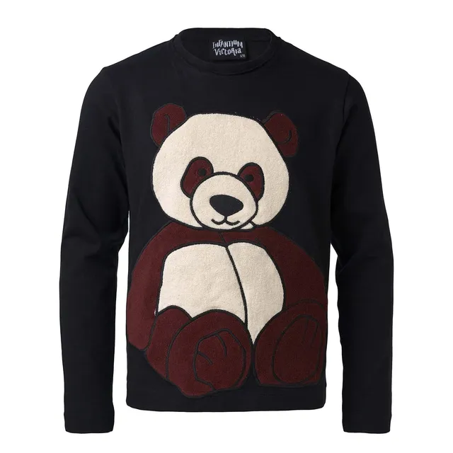 Infantium Victoria Panda Langarmshirt Kindershirt Schwarz Bio