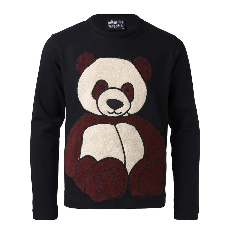 Infantium Victoria Panda Langarmshirt Kindershirt Schwarz Bio
