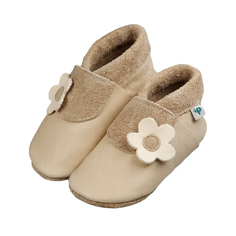 Pantolinos Flair Blume Krabbelschuhe Leder Rosa