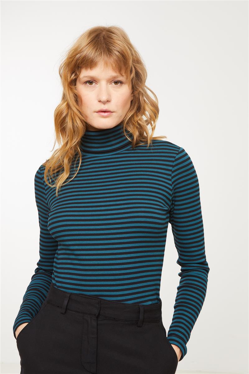 Marlowe Nature Liatris Stripes Longsleeve lake blue Bio-Baumwolle
