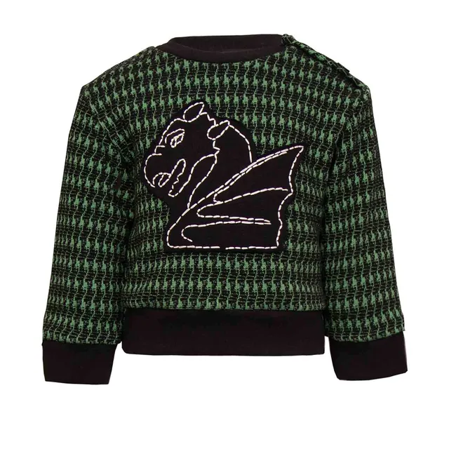 Infantium Victoria Baby Sweatshirt Hahnentritt Drache schwarz grün