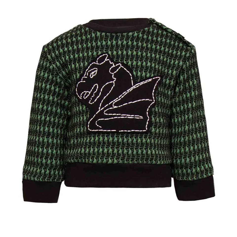 Infantium Victoria Baby Sweatshirt Hahnentritt Drache schwarz grün