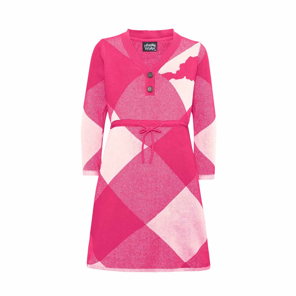 Infantium Victoria Dresses Sweaterkleid Rosa-Weiß 128 Bio