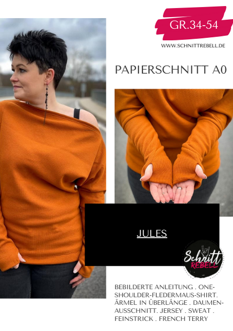 Schnittrebell Jules One-Shoulder-Shirt Papierschnitt 34-54